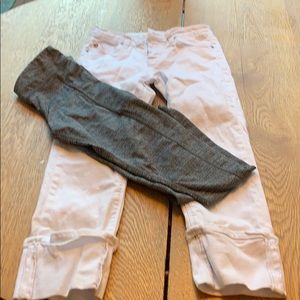 Girls Hudson white jeans and bonus leggings